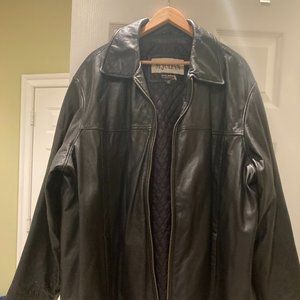 Men's Black Leather Jacket, Size 2XL